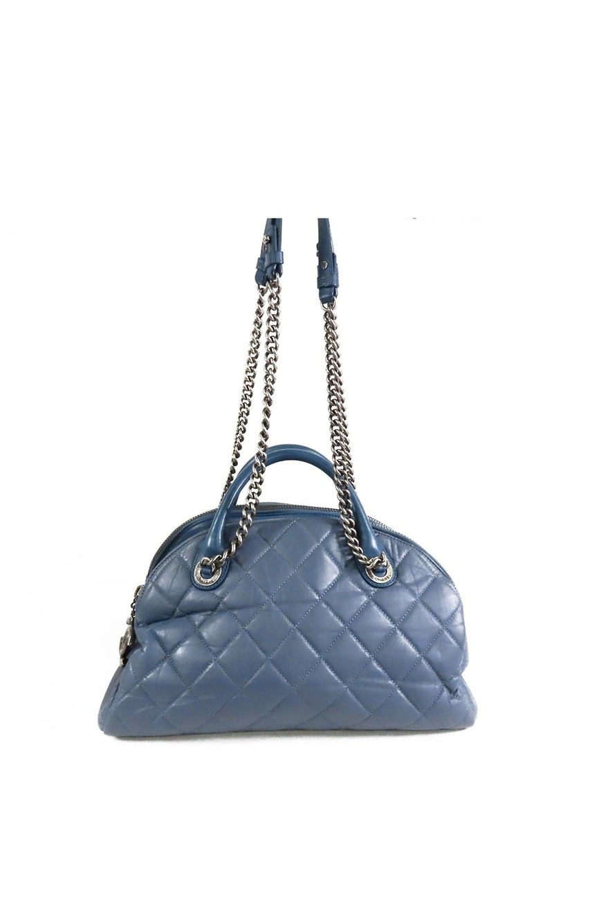Chanel Bowling Bag Pale Blue Silver Calfskin 2-Way